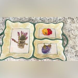 Ceramic divided serving platter with handles! Style... - Depop